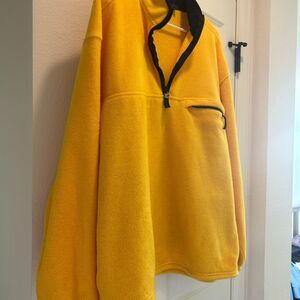 Pro Spirit Men’s Standout Yellow and Black Quarter-Zip Fleece Pullover, Size XL